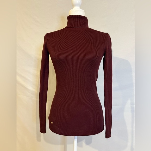 Lauren Ralph Lauren Ribbed Turtleneck Sweater, Dark Garnet, size XS - Picture 6 of 9